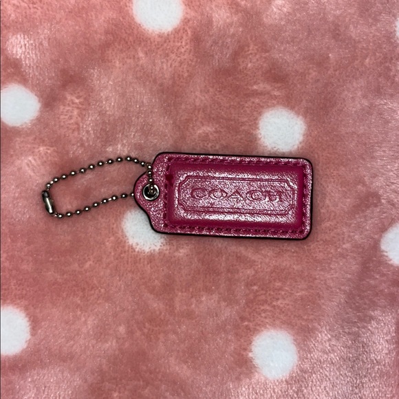 COACH Fuchsia Pink Hang Bag Tag Keychain - Picture 5 of 6